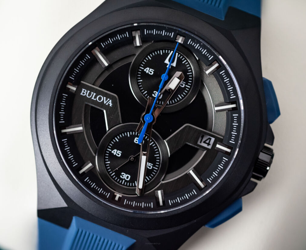 Bulova Maquina Chronograph 98B380 46mm NOWY Full Set Gwarancja 6 lat do 05.08.2031 Granatowy/Czarny